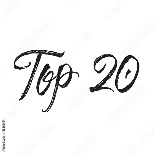 top 20, text design. Vector calligraphy. Typography poster.