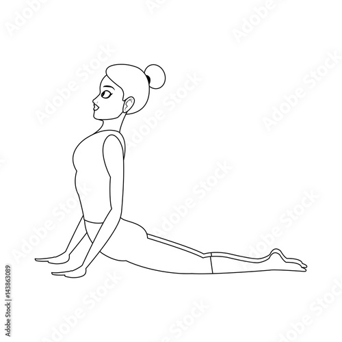 woman doing yoga, cartoon icon over white background. vector illustration