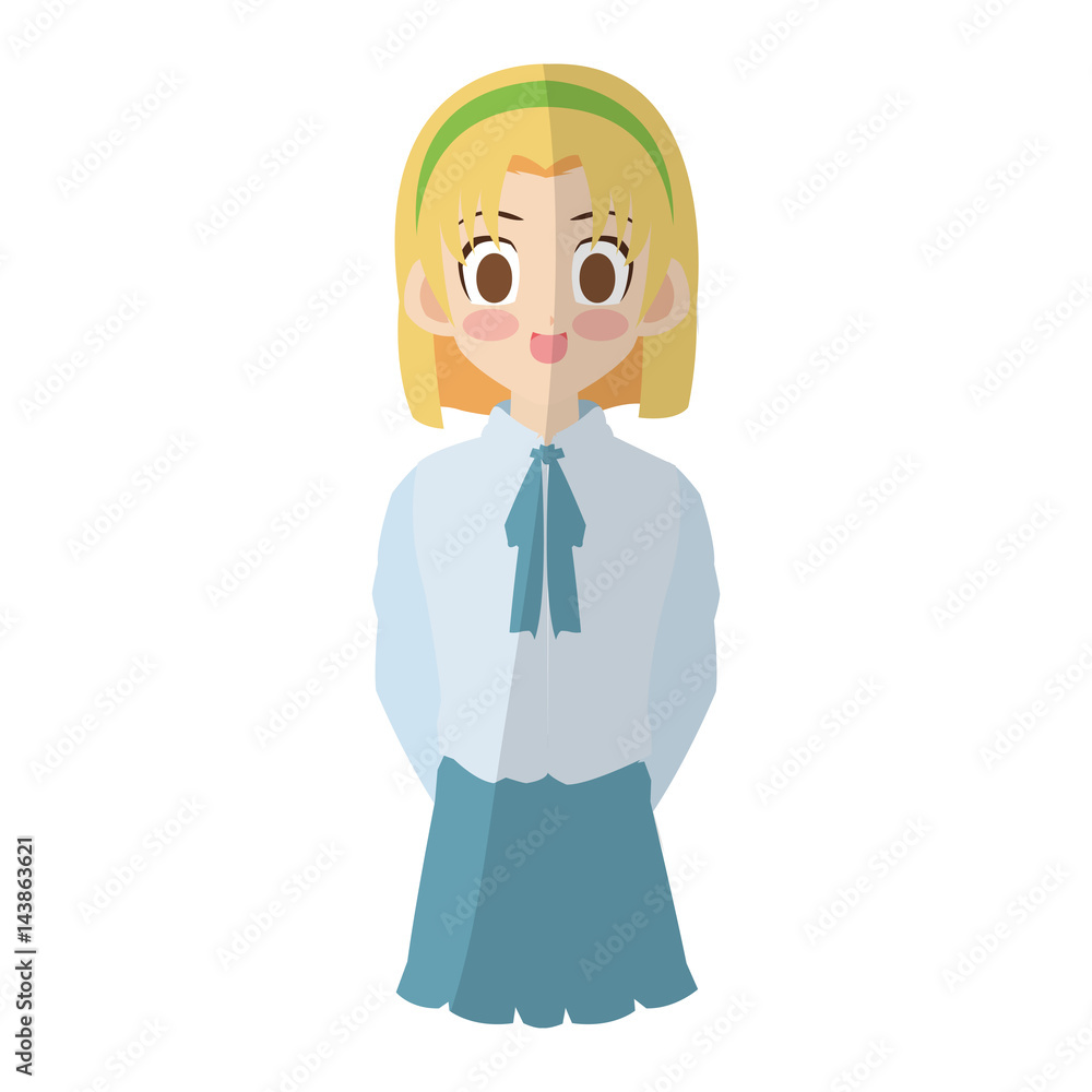 anime girl wearing school uniform, icon over white background. colorful design. vector illustration anime girl wearing school uniform, icon over white background. colorful design. vector illustration