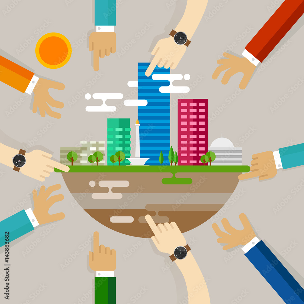 city development people engaging activities building in Jakarta ...