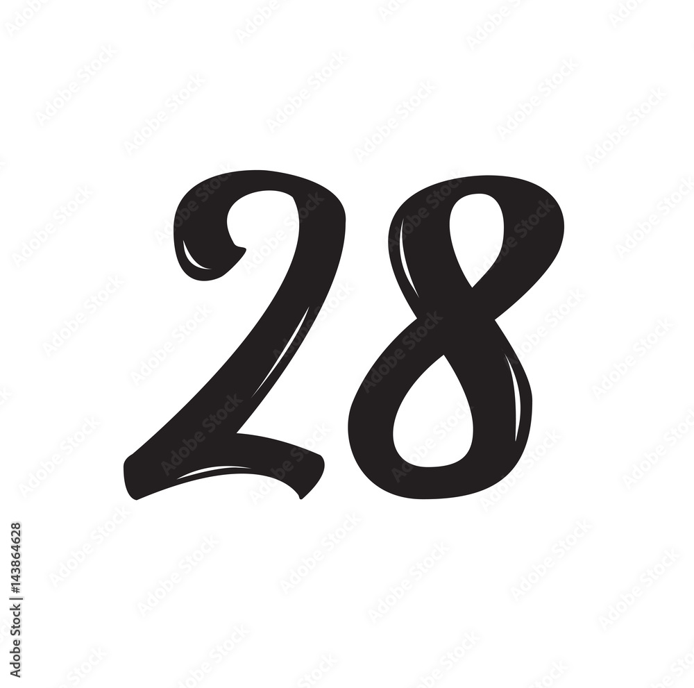 28, text design. Vector calligraphy. Typography poster. Stock Vector ...