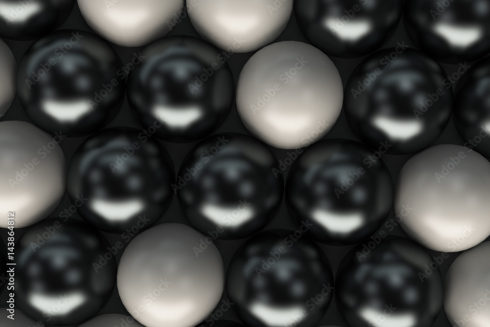 Pattern of black and white spheres