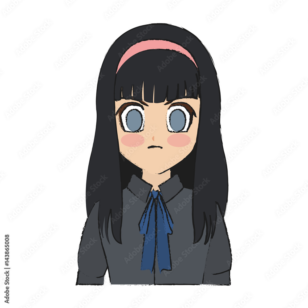 anime girl wearing school uniform, icon over white background. colorful design. vector illustration anime girl wearing school uniform, icon over white background. colorful design. vector illustration