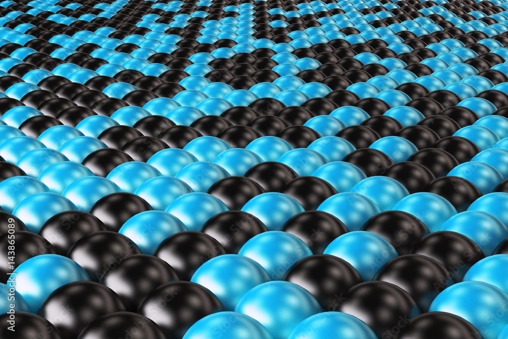 Fototapeta premium Pattern of black and blue spheres