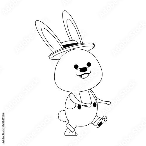 cute rabbit icon over white background. happy easter concept. vector illustration