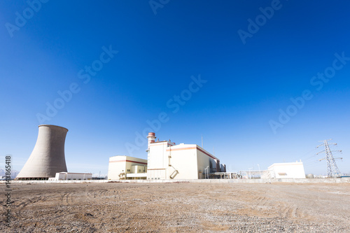 power plant in country in blue sky