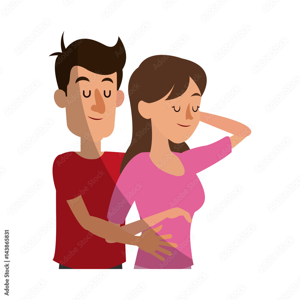 happy couple with rest position, cartoon icon over white background. colorful design. vector illustration happy couple with rest position, cartoon icon over white background. colorful design. vector illustration