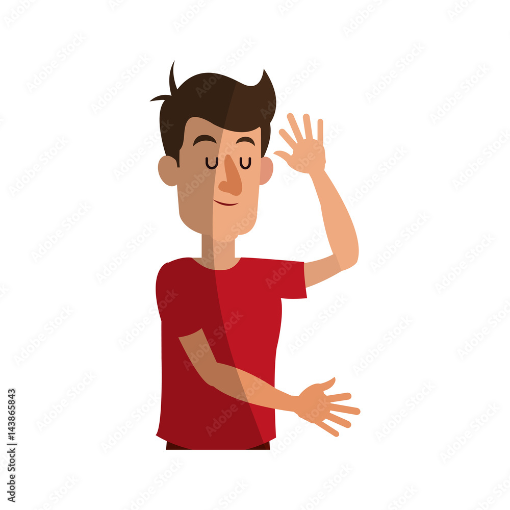 Man with rest position, cartoon icon over white background. colorful design. vector illustration Man with rest position, cartoon icon over white background. colorful design. vector illustration