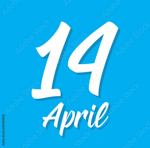 14 april, text design. Vector calligraphy. Typography poster.