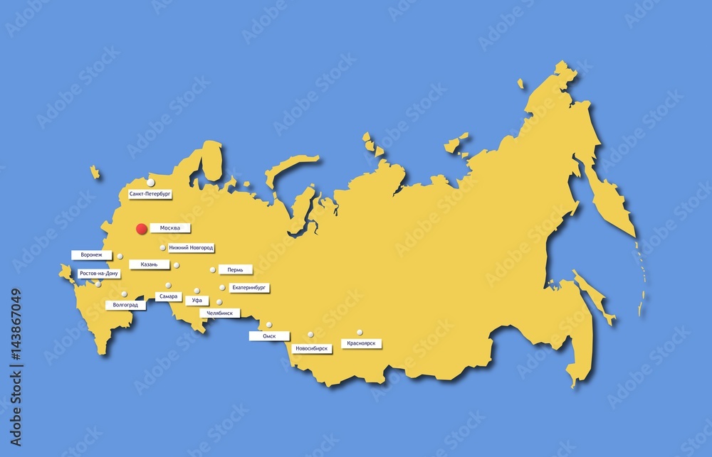 Население Города-миллионеры России карта вектор изолированный Векторный ...