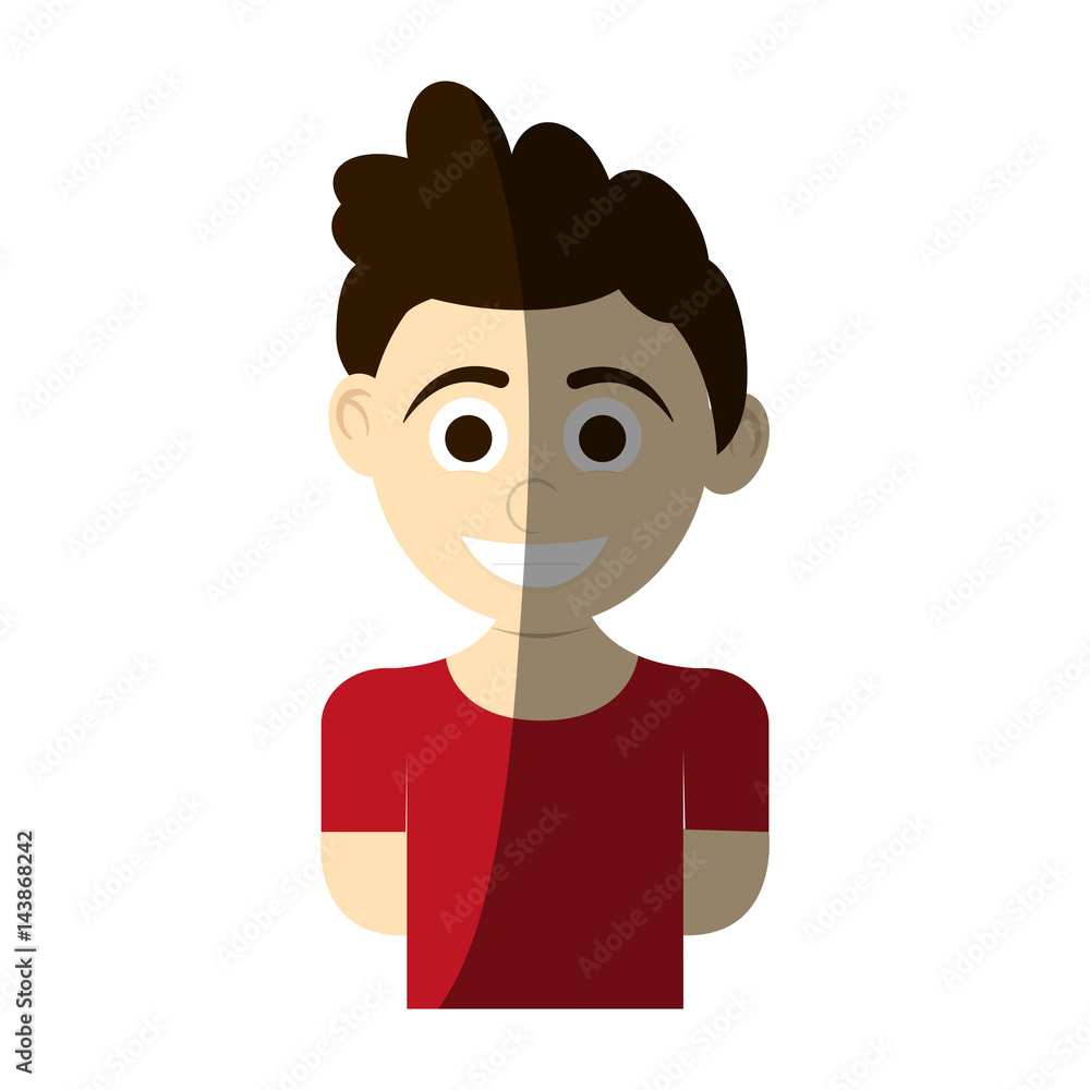 happy boy wearing red t-shirt, cartoon icon over white background. colorful design. vector illustration happy boy wearing red t-shirt, cartoon icon over white background. colorful design. vector illustration