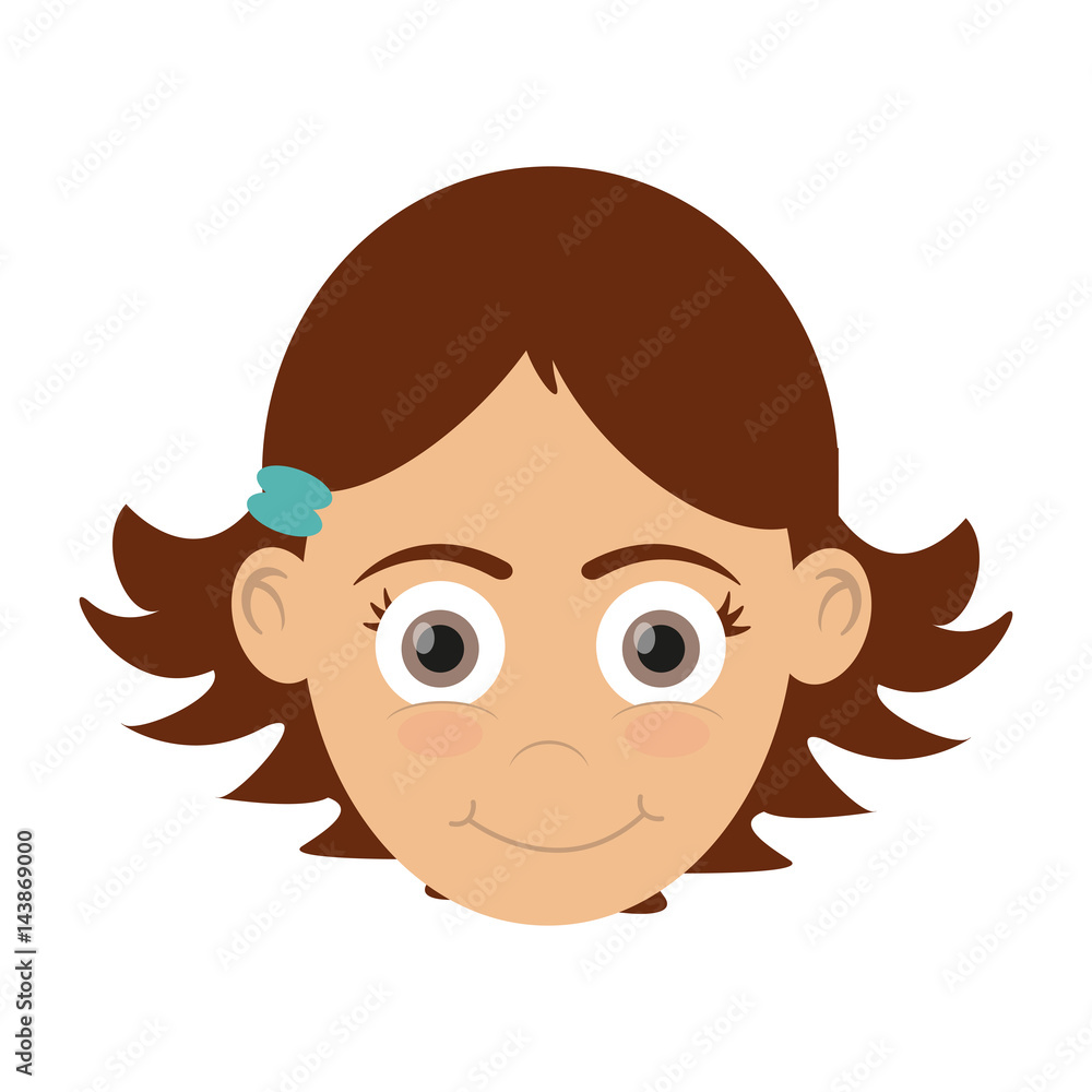 happy girl face, cartoon icon over white background. colorful design. vector illustration
