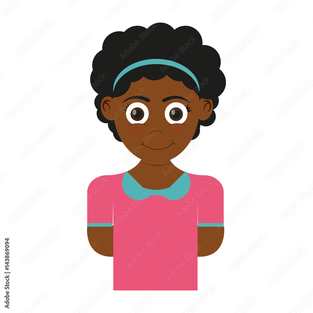 happy girl wearing pink and blue shirt, cartoon icon over white background. colorful design. vector illustration happy girl wearing pink and blue shirt, cartoon icon over white background. colorful design. vector illustration