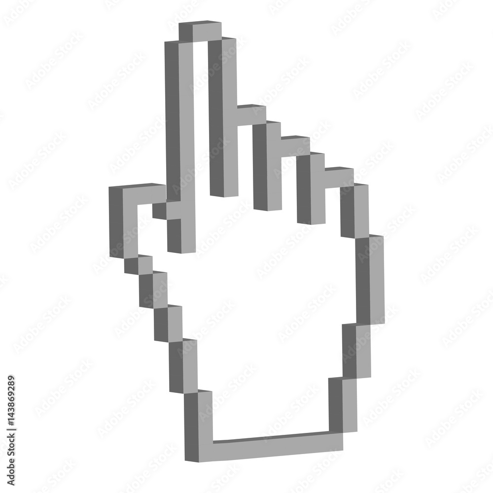 index finger Hand cursor made up of 3D cubes index finger Hand cursor made up of 3D cubes