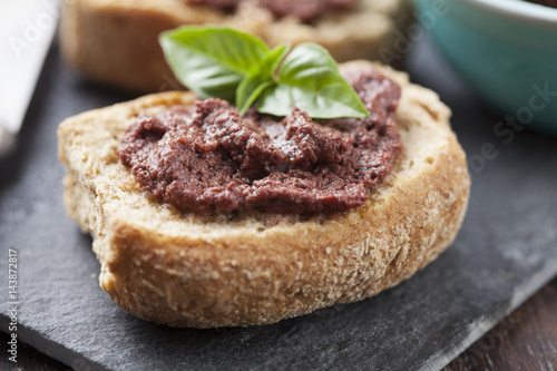 Photos crostini with olive paste