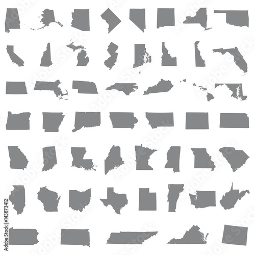 Icons States map. America states map icons on a white background.