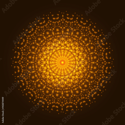 Orange light mandala. Abstract vector ornament