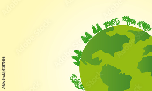 Earth day with world and green tree background