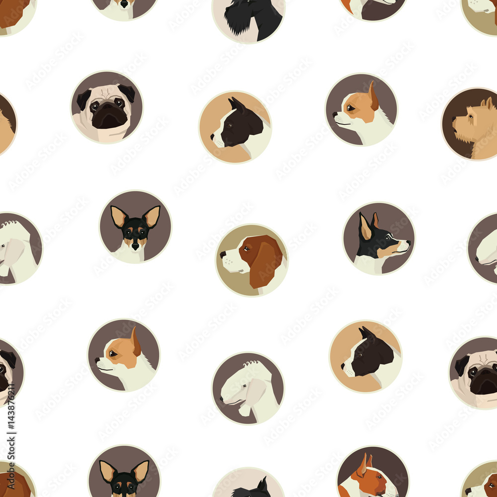Dog collection Avatar icon round Seamless pattern Dog collection Avatar icon round Seamless pattern