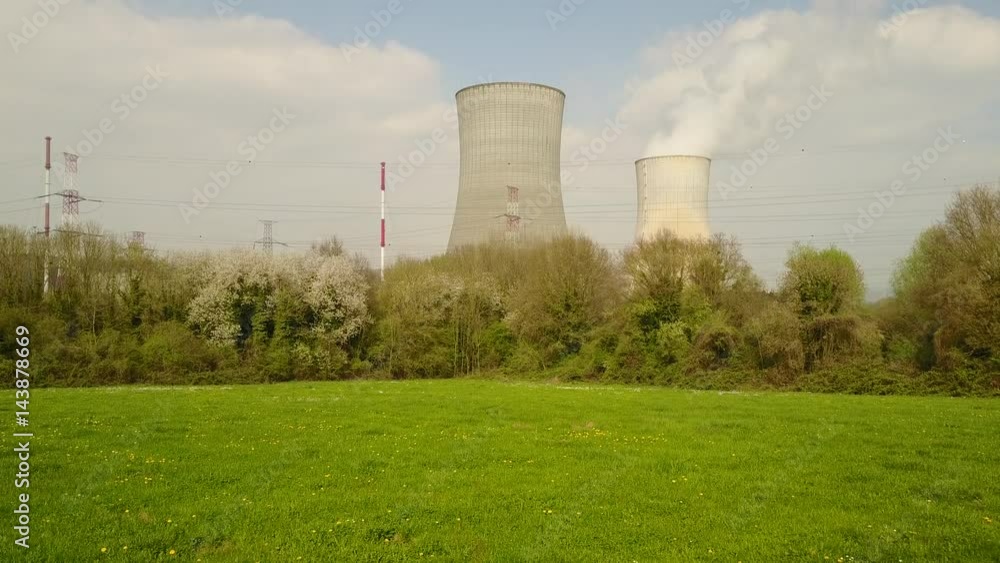 Nuclear Power plant with two cooling towers in Belgium. 4K Nuclear Power plant with two cooling towers in Belgium. 4K