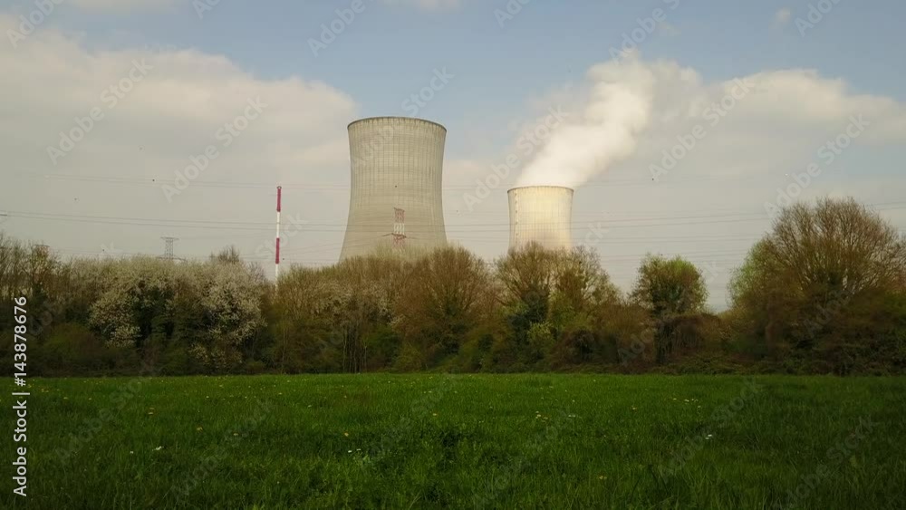 Nuclear Power plant with two cooling towers in Belgium. 4K Nuclear Power plant with two cooling towers in Belgium. 4K