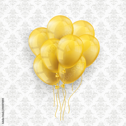 Golden Balloons Ornaments Wallpaper