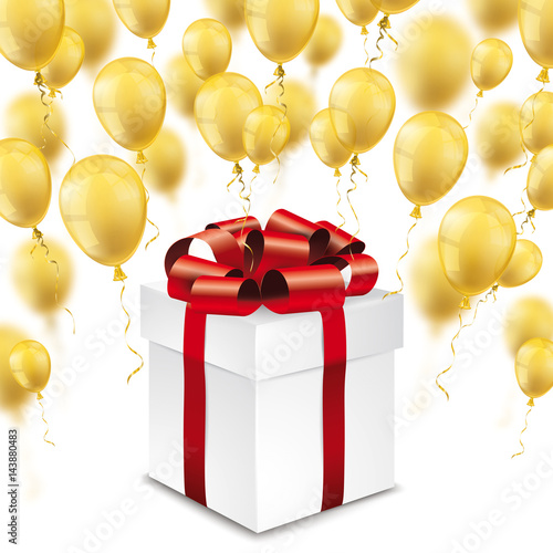 Gift Box Golden Balloons White Cover