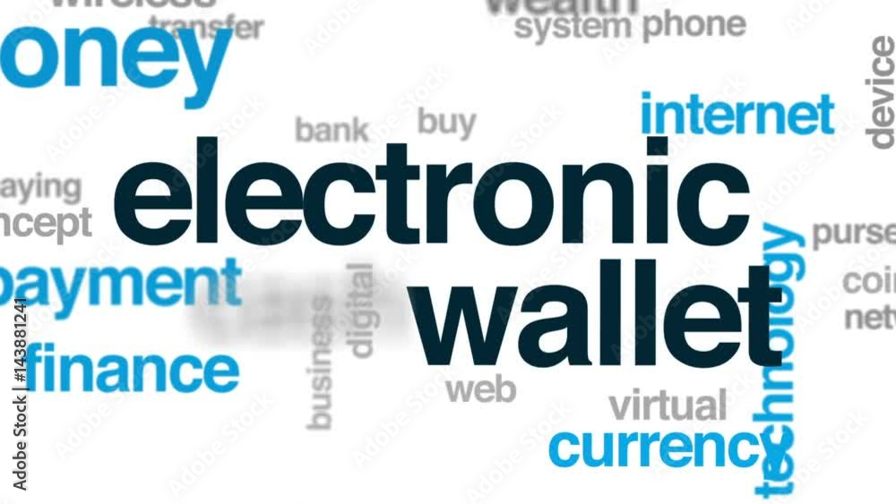 Electronic wallet animated word cloud, text design animation. Electronic wallet animated word cloud, text design animation.