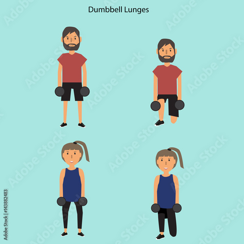 Couple with weight training vector. illustration EPS10