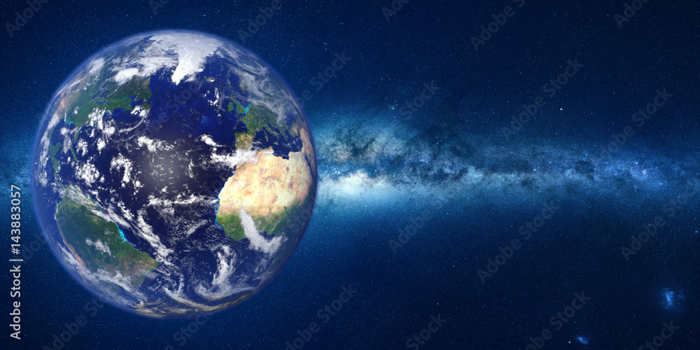 planet Earth in front of the Milky Way galaxy planet Earth in front of the Milky Way galaxy