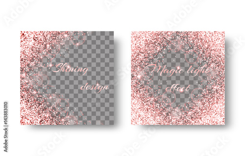 Glitter sparkle background with brilliant light. Dust particles on a transparent backdrop.
