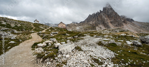 Trekking at three peak of Lavaredo, Dolomites mountain