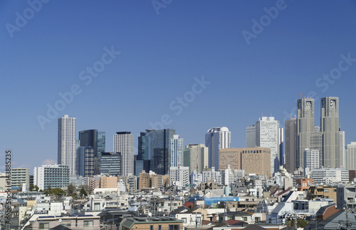 東京都市風景 新宿高層ビル群 全景