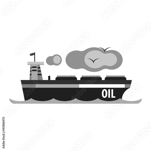 Oil tanker ship. Production and transportation of oil and oil products. Flat vector illustration