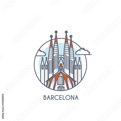 Flat line deisgned icon - Barcelona
