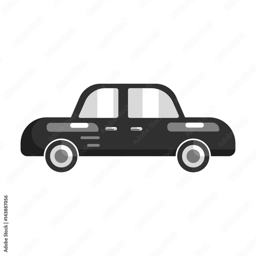Black car, side view. Flat vector illustration