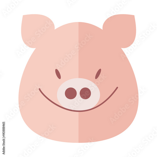 Pig smiles, pig's muzzle. Pig head, vector flat