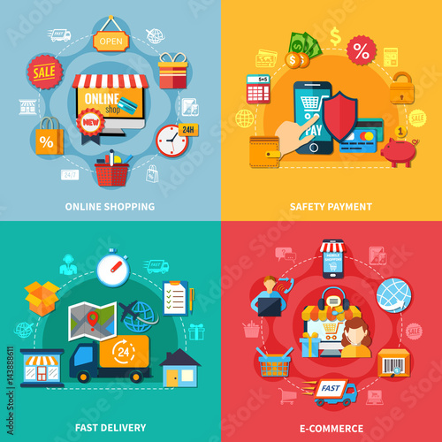 Ecommerce Colored Composition Set