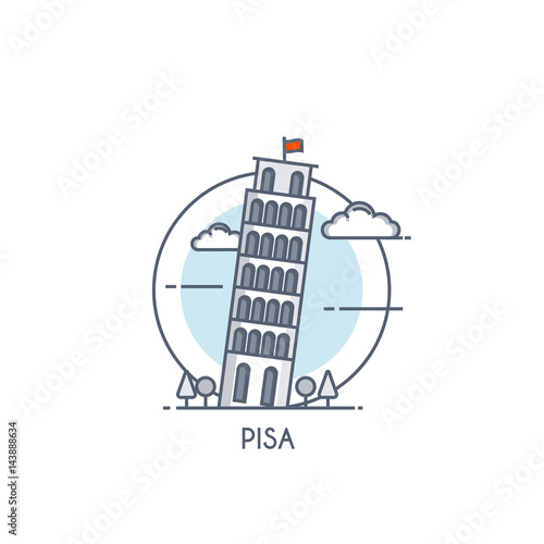 Flat line deisgned icon - Pisa
