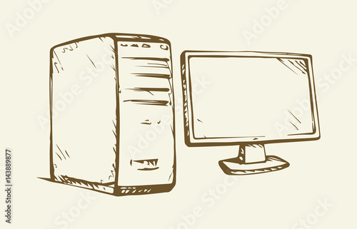Monitor. Vector drawing