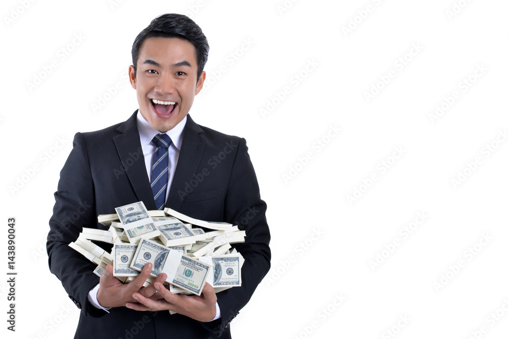 A successful business ventures. Money dollar in hand. A successful business ventures. Money dollar in hand.