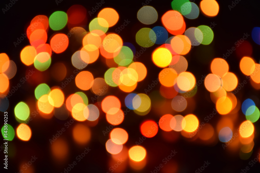 Fototapeta premium Blurred background, bokeh with colorful lights, festive lighting