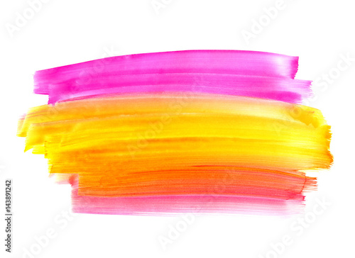 Bright watercolor paint shape on white background