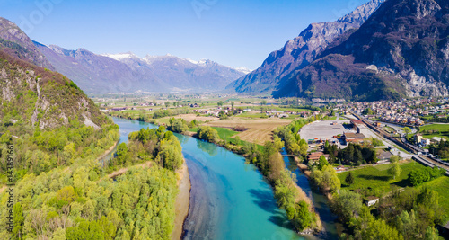 Novate Mezzola - Valchiavenna (IT) - Vista aerea della valle e del fiume Mera