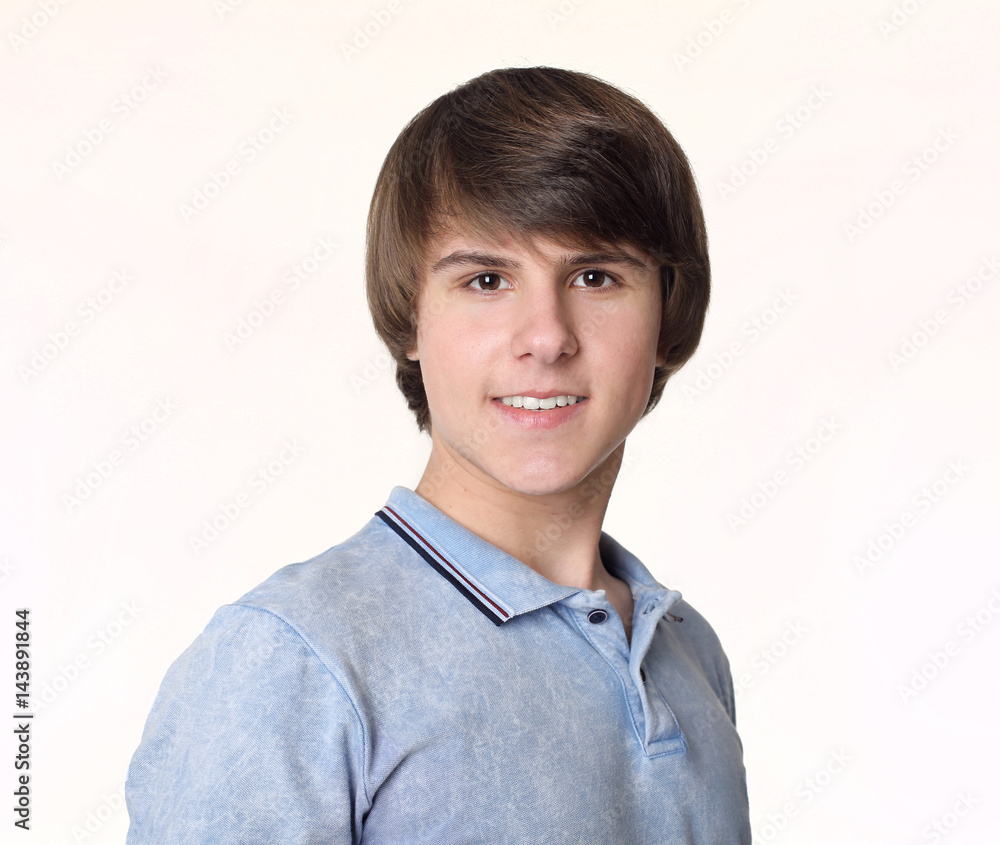 Portrait of young handsome man, teenage boy isolated on studio white background. men skin care Portrait of young handsome man, teenage boy isolated on studio white background. men skin care
