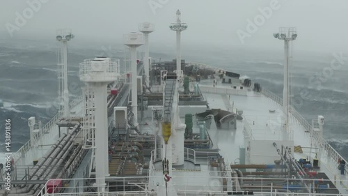 Vessel on waves in rough sea