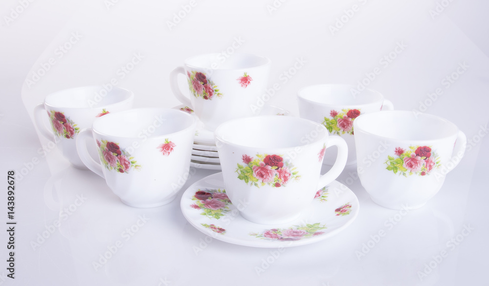Fototapeta premium tea set or porcelain tea set on background.