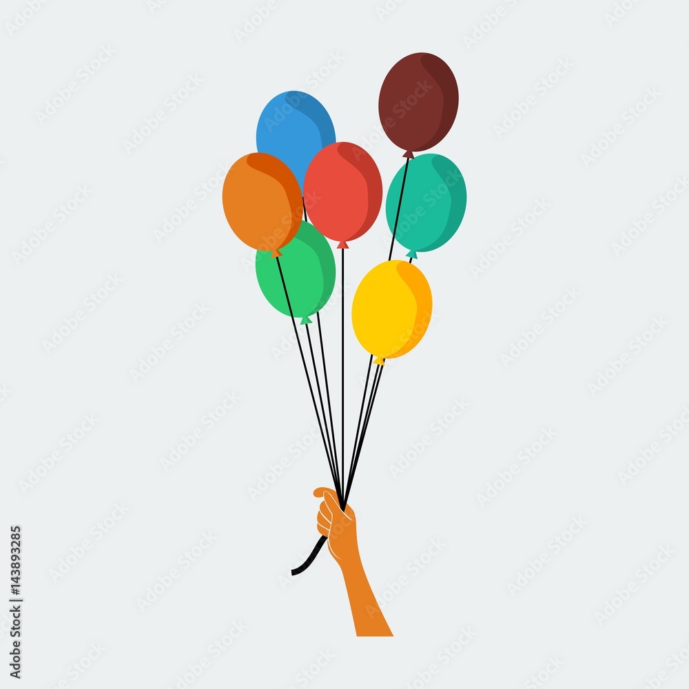 Editable Hand Holding Colorful Balloons Vector as Additional Element of ...