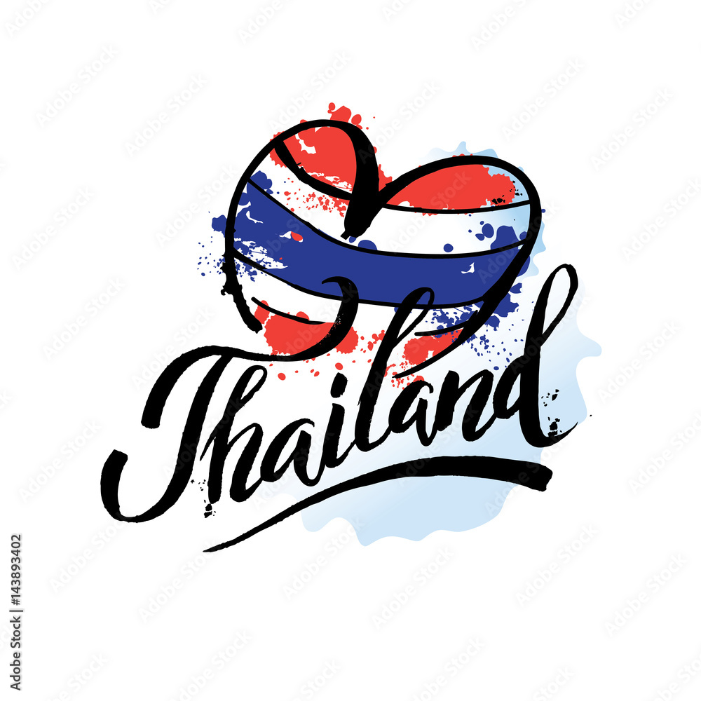 A vector illustration of hand drawn elements for traveling to Thailand, concept Travel to Thailand. Lettering logo