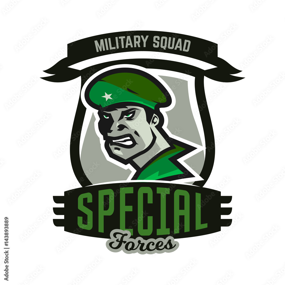 Emblem, logo, military man.